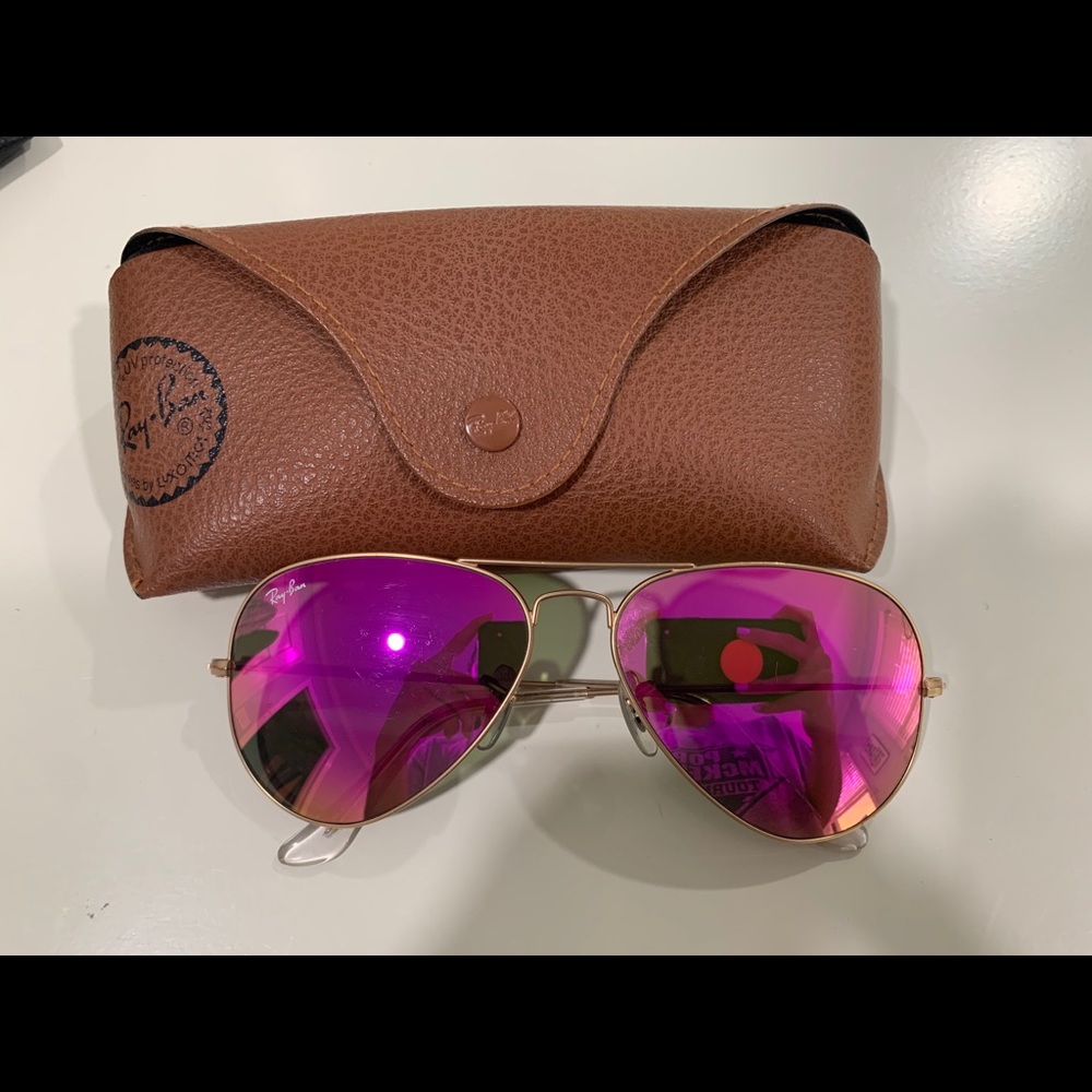 Ray bans pink mirrored aviators
